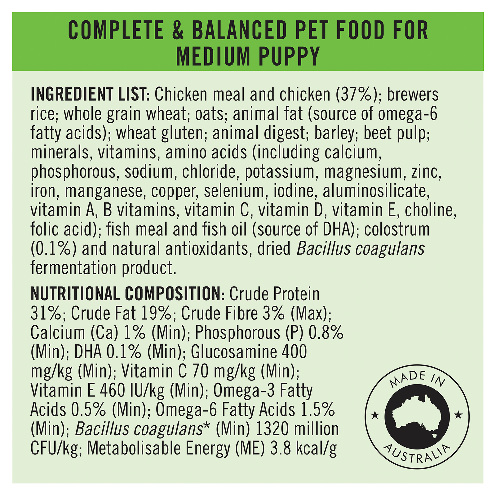 Pro Plan Dog Food Puppy Medium Breed Chicken