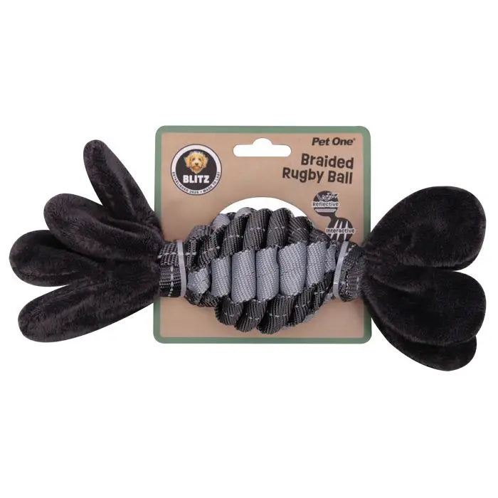 Pet One Blitz Braided Rugby Ball Dog Toy Pet One