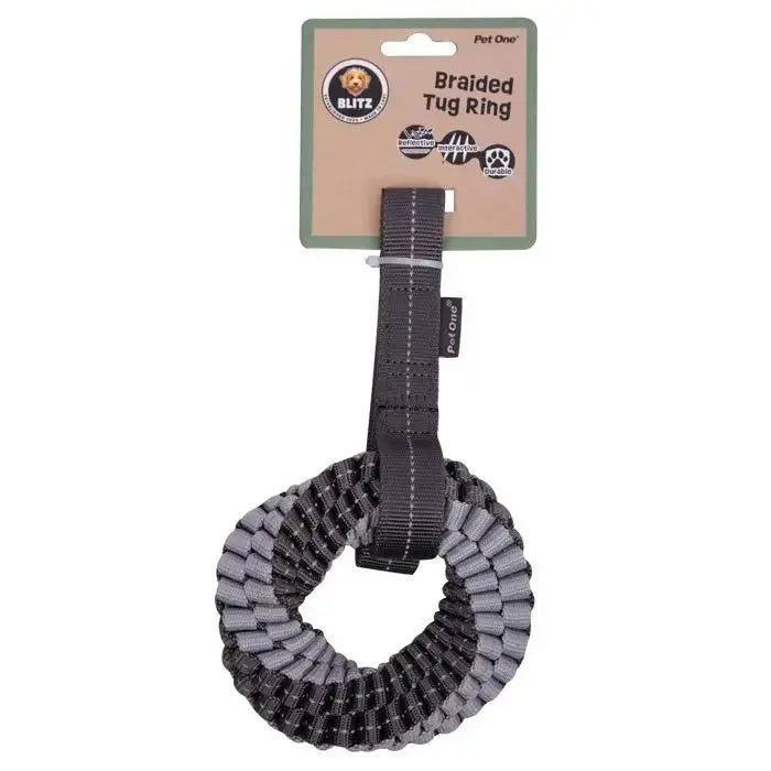 Pet One Blitz Braided Tug Ring with Strap Dog Toy Pet One