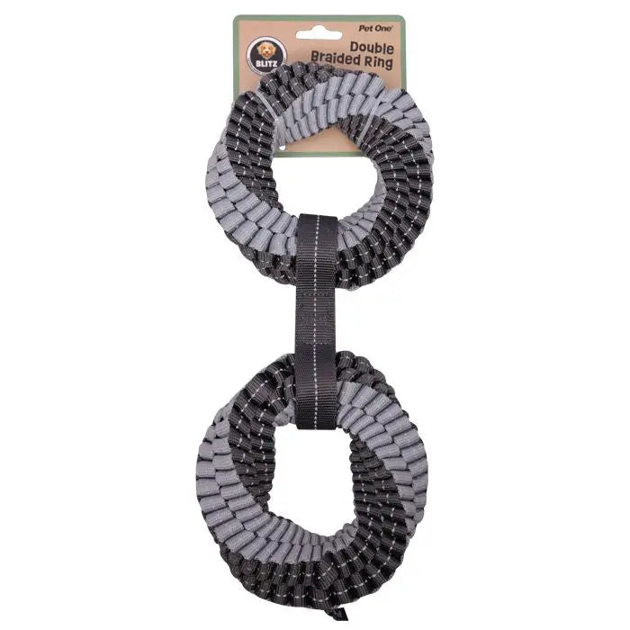 Pet One Blitz Double Braided Ring Dog Toy - Grey Pet One