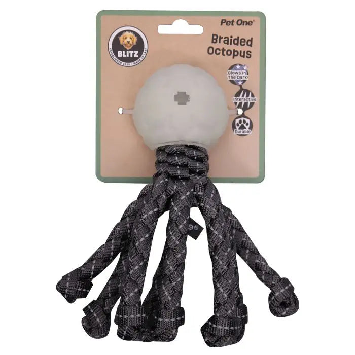 Pet One Blitz Octopus with Glow In The Dark Ball Dog Toy Pet One