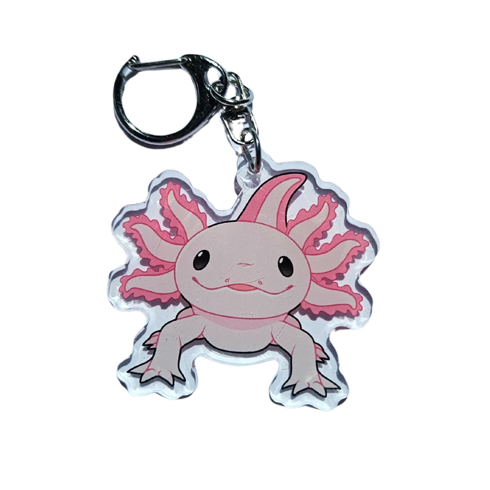 Pink Axolotl Face Acrylic Keychain Hecko Gecko