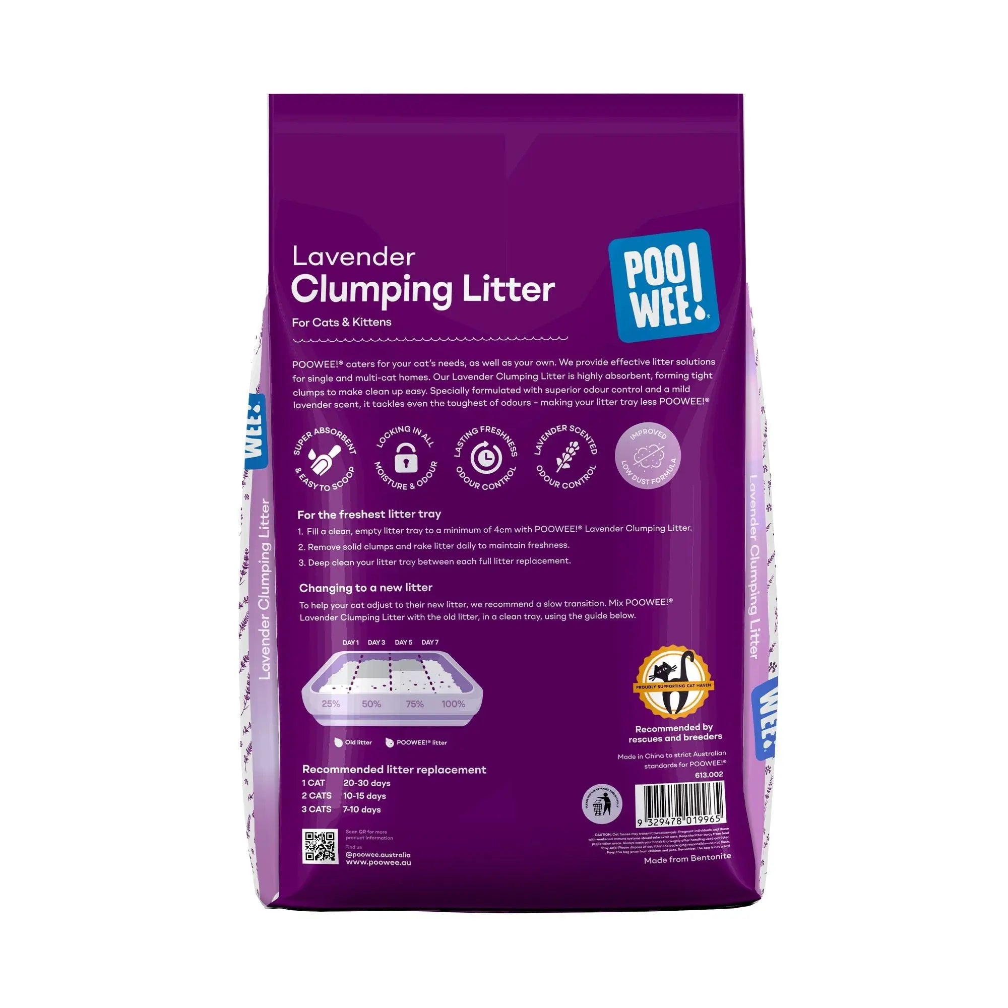 PooWee Clumping Litter Lavender 15kg - Kellyville Pets