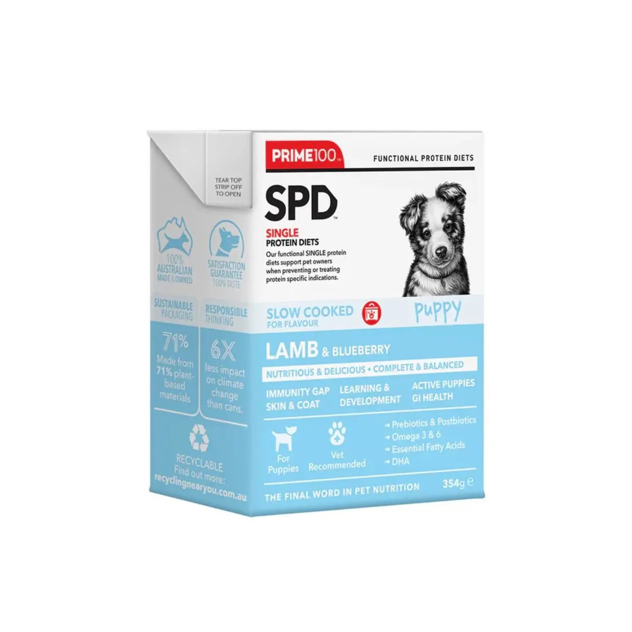Prime100 SPD Slow Cooked Lamb & Blueberry Puppy 354g - Kellyville Pets