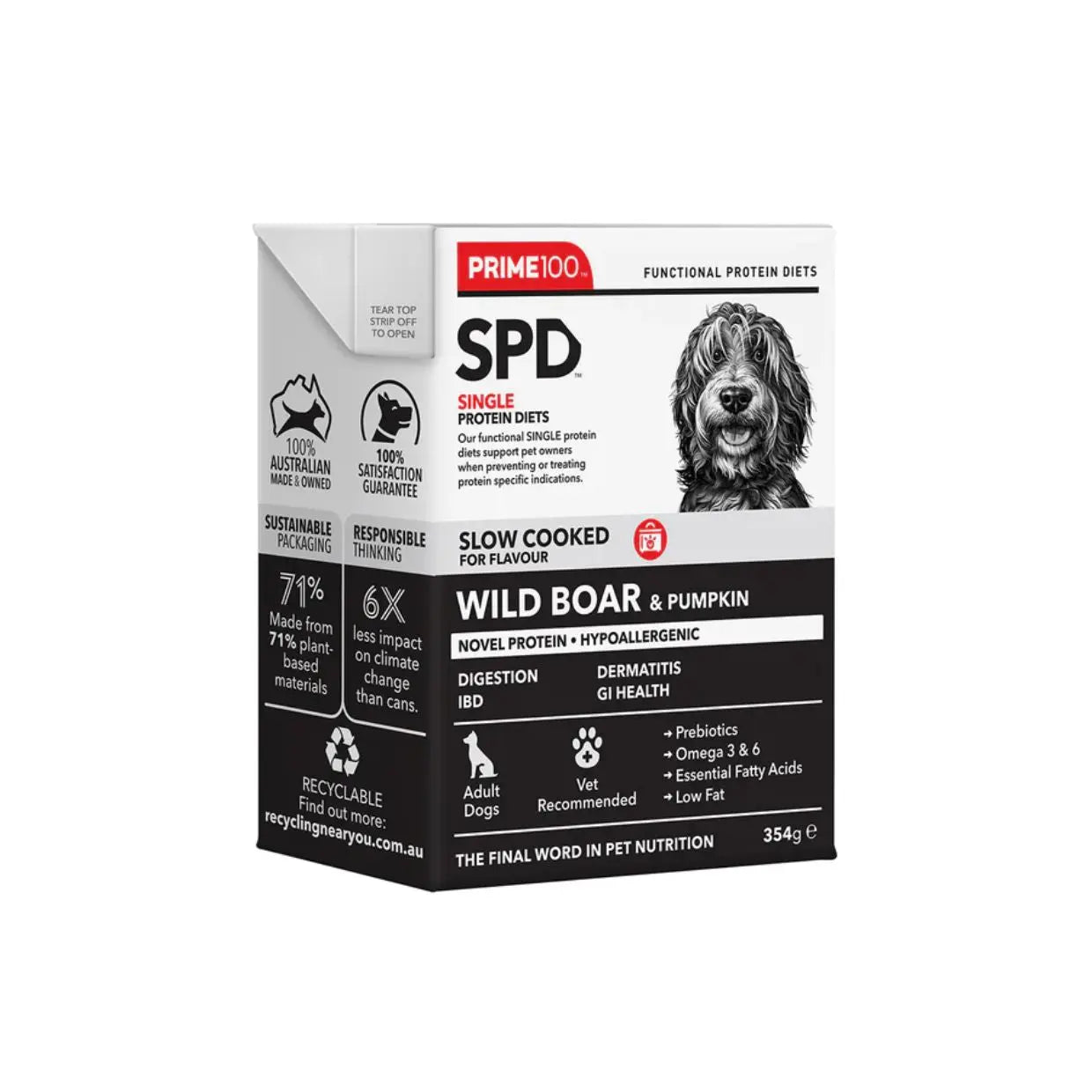 Prime100 SPD Slow Cooked Wild Boar & Pumpkin 354g - Kellyville Pets