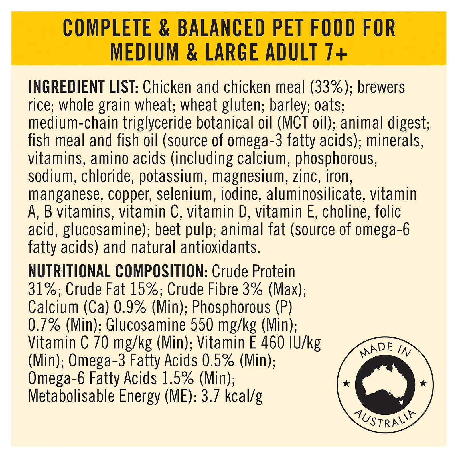 Pro Plan Dog Food Adult 7+ Bright Mind Medium & Large Breed - Kellyville Pets