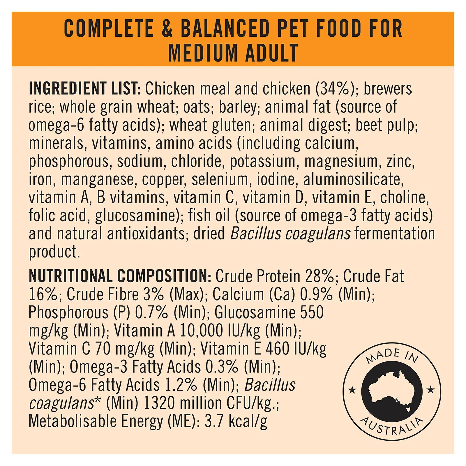 Pro Plan Dog Food Adult Medium Breed Chicken - Kellyville Pets