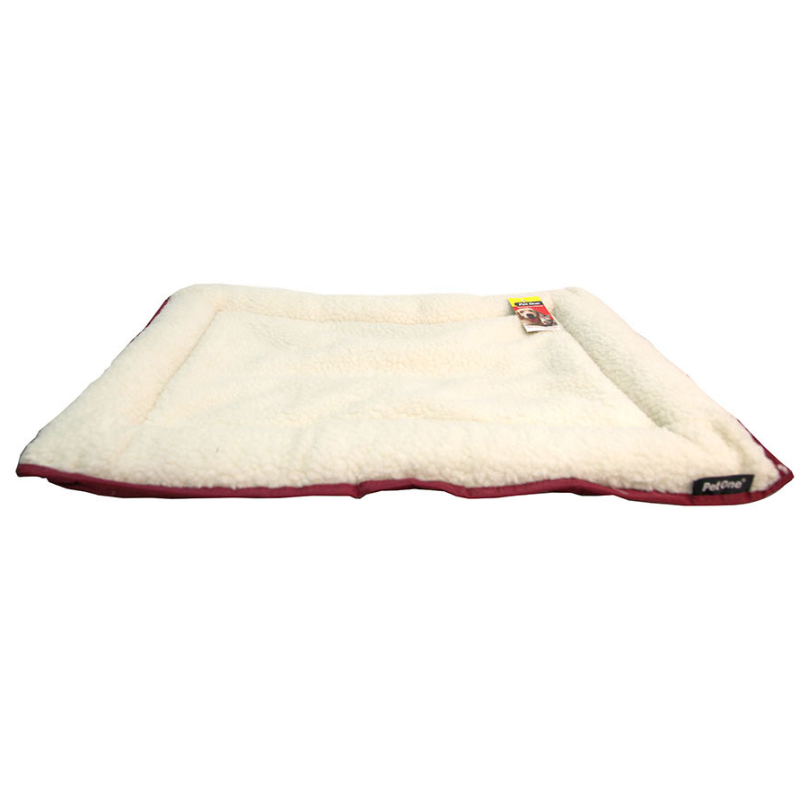 Pet One Dog Bed Waterproof Base Cushion with Sheepskin Red