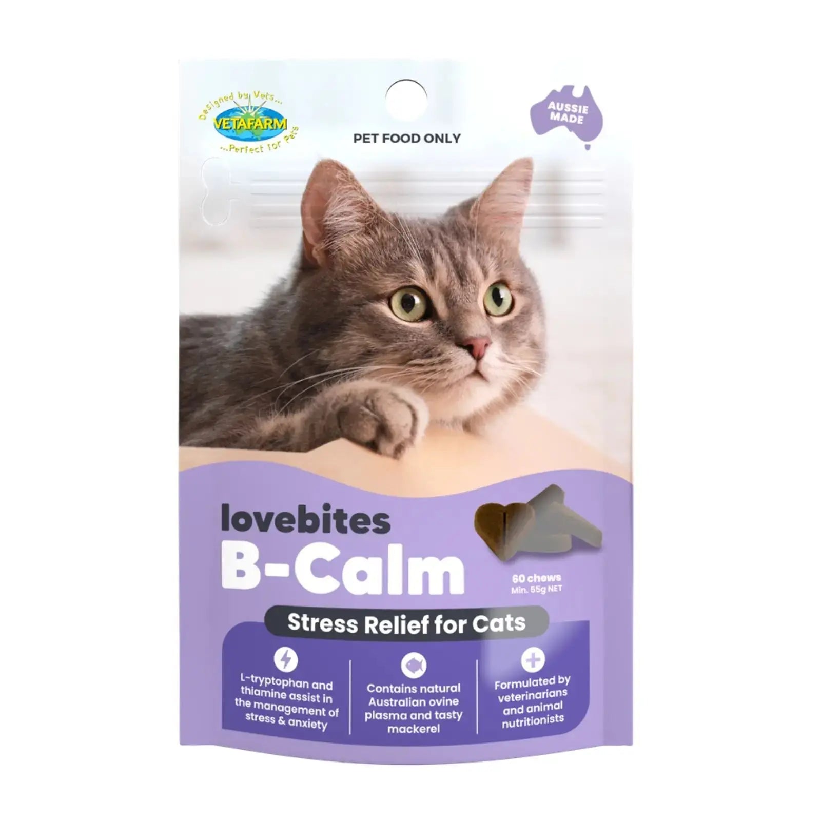 Vetafarm Lovebites B-Calm Chews for Cats 60 Pack Vetafarm