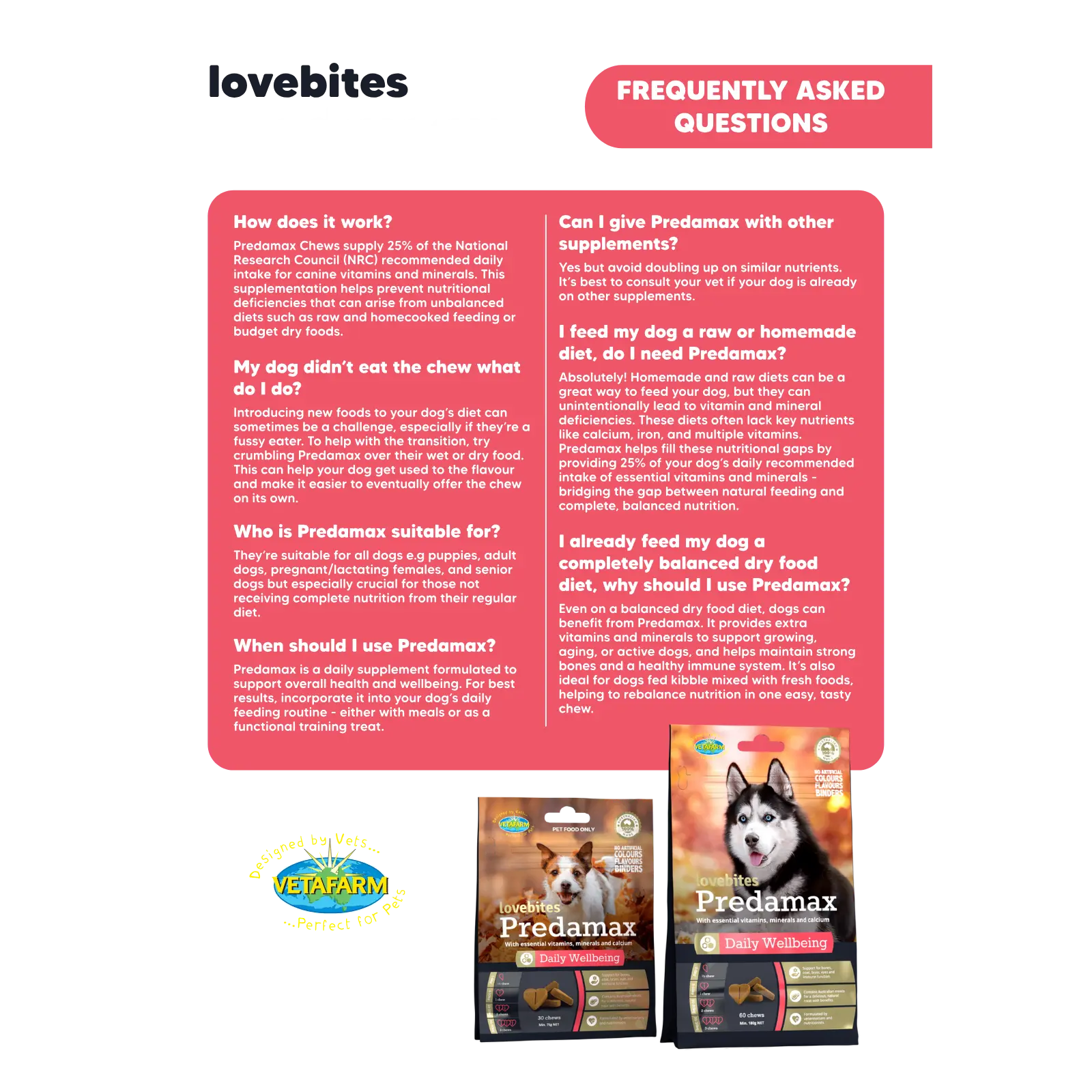 Vetafarm Lovebites Predamax Chews Vetafarm