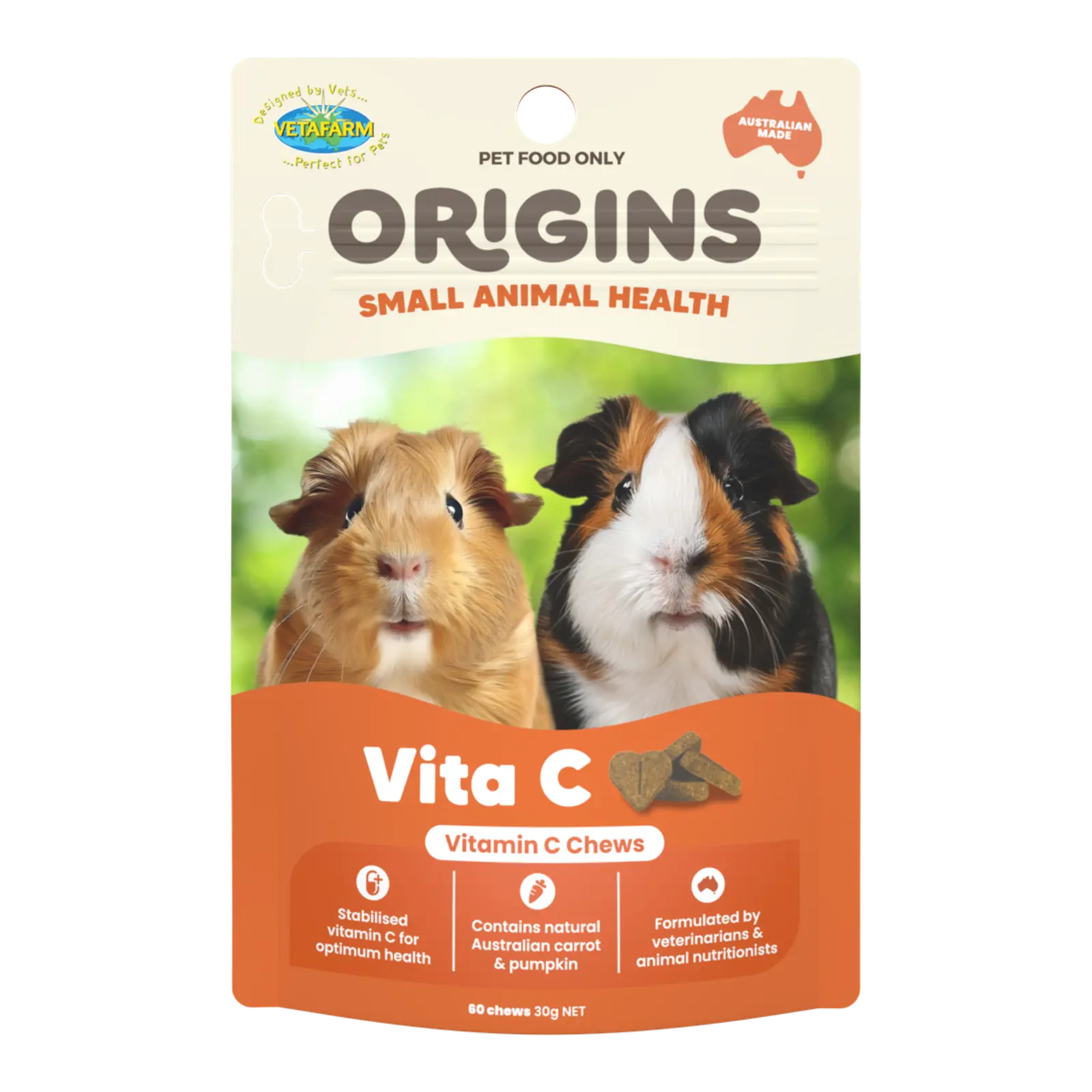 Vetafarm Origins Vita-C Chews - 60pk Vetafarm