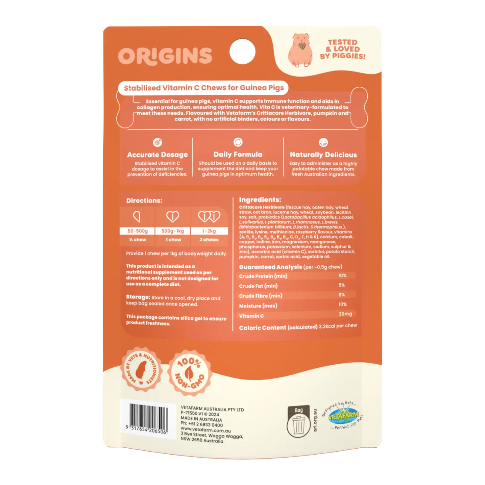 Vetafarm Origins Vita-C Chews - 60pk Vetafarm