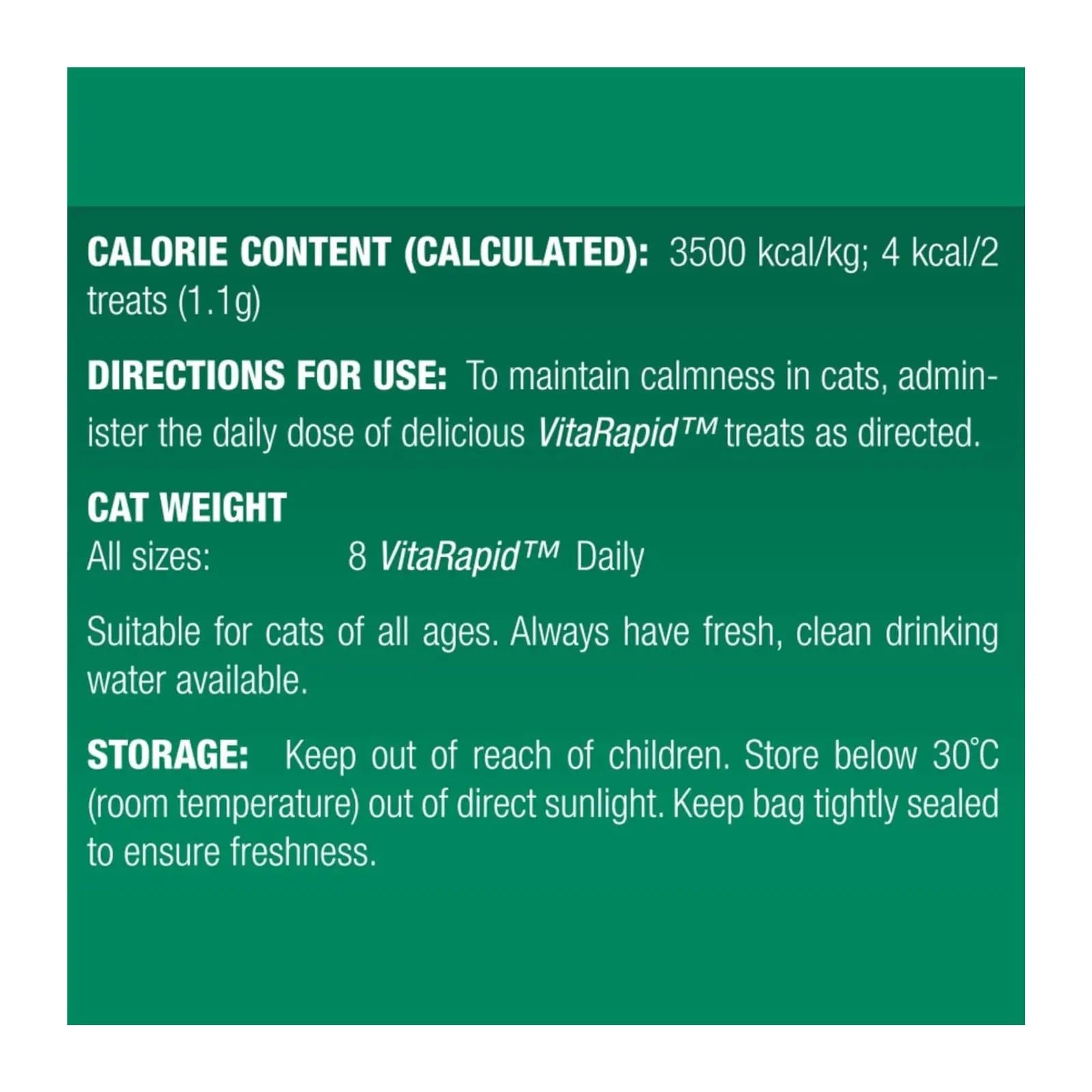 Vetalogica VitaRapid Tranquil Daily Cat Treats 100g Vetalogica