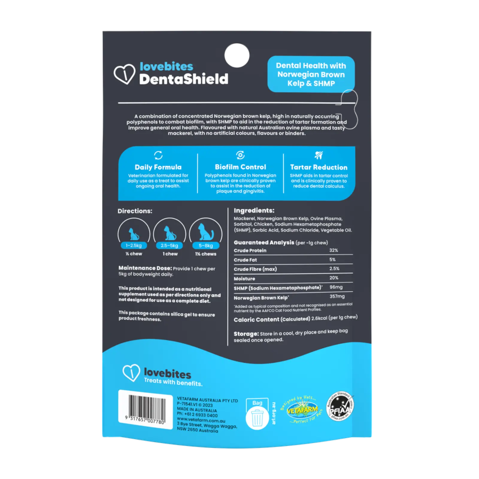 Vetfarm Lovebites DentaShield Chews for Cats 60 Pack Vetafarm