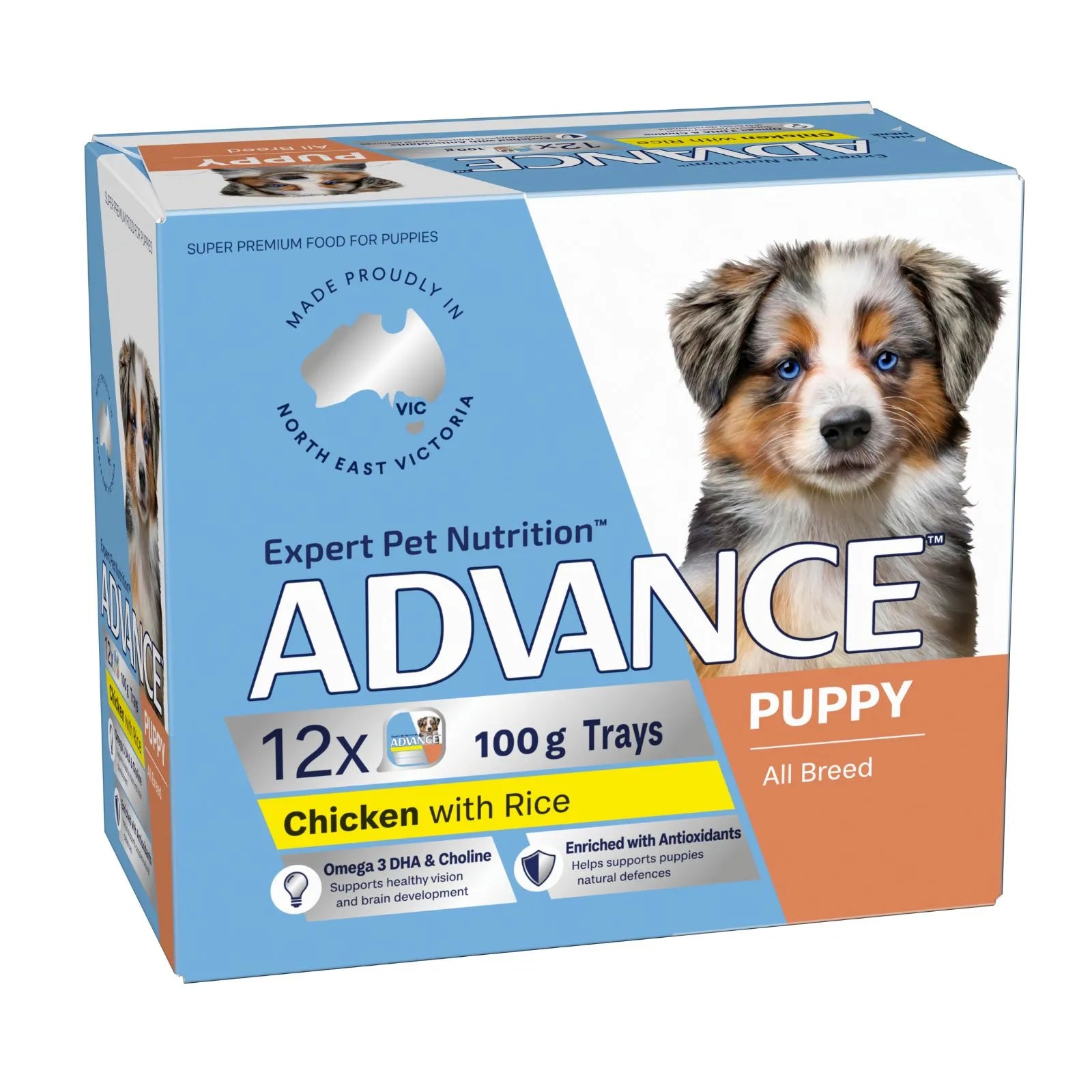 Advance Dog Food Tray Puppy Chicken with Rice 12x100g