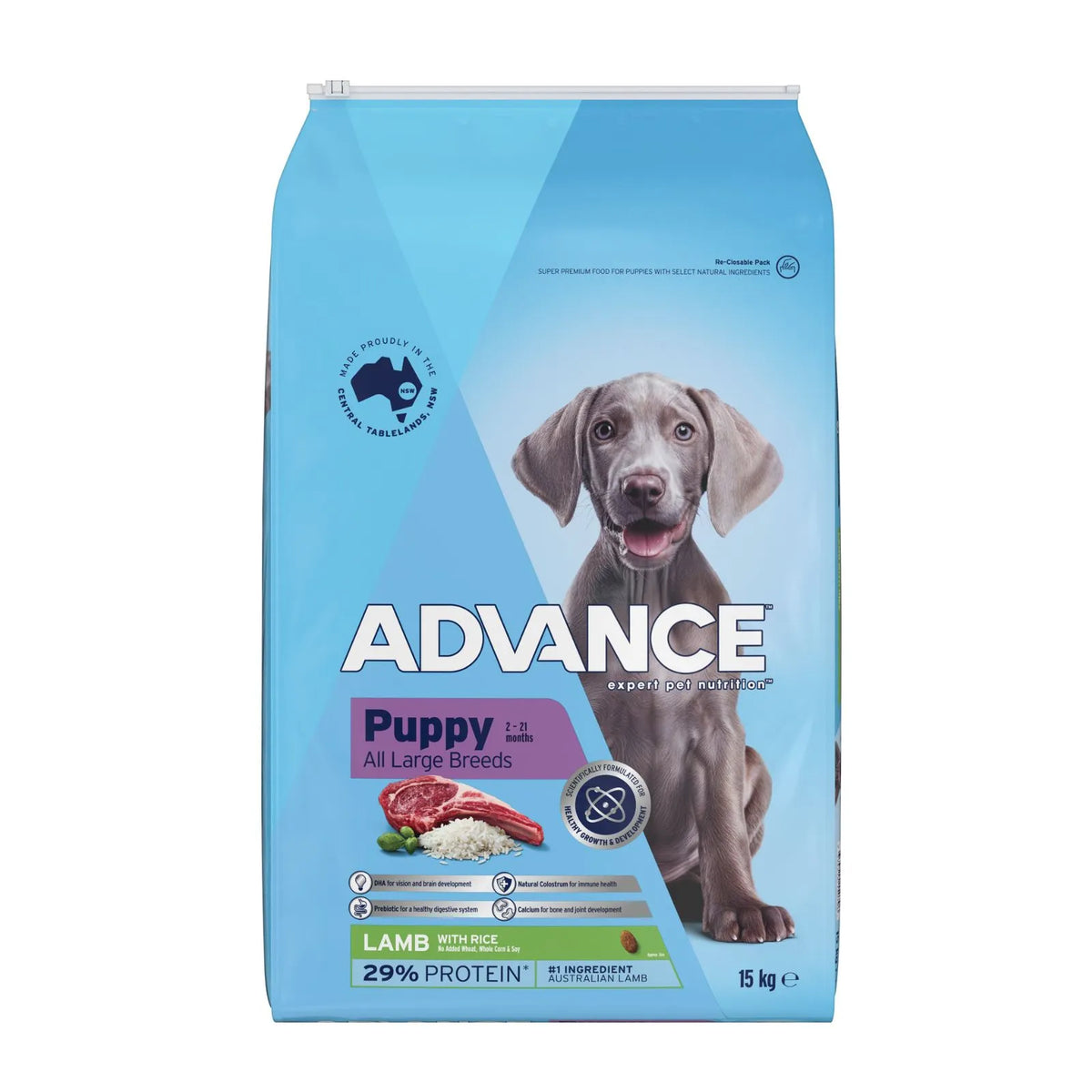Advance Dog Food Puppy Large Breed Lamb and Rice - 15kg