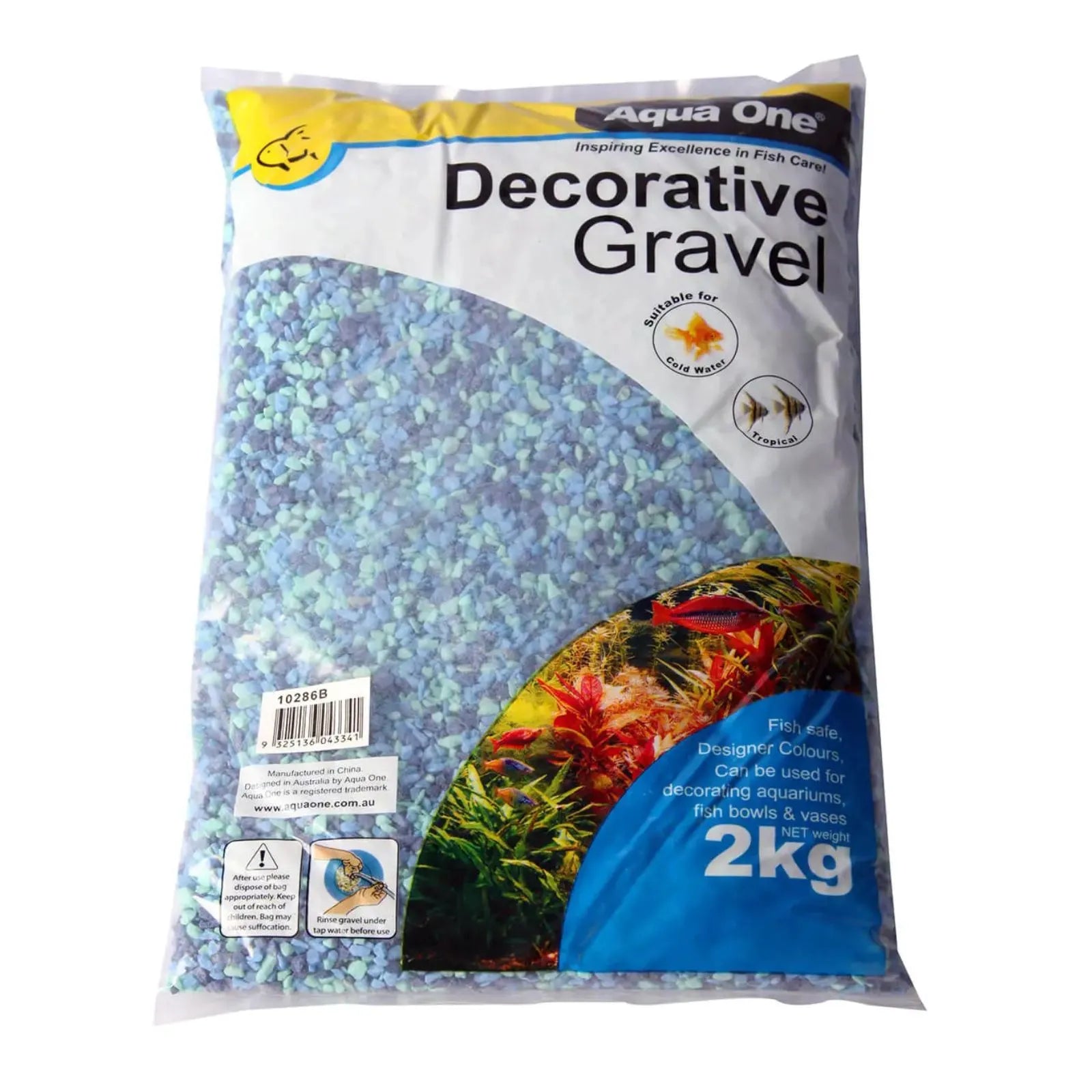 Aqua One Decorative Gravel 2mm Aqua Blue - 2kg