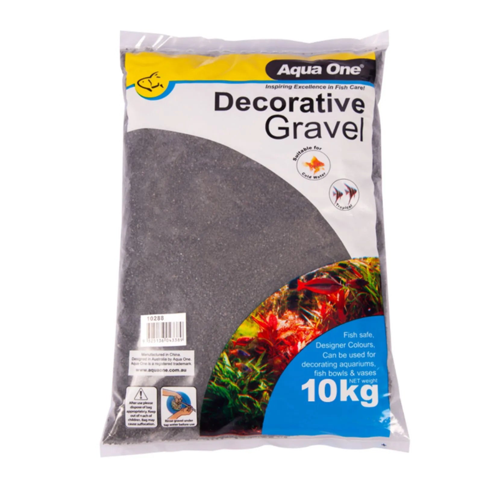 Aqua One Decorative Gravel 2-3mm Black Silica - 10kg