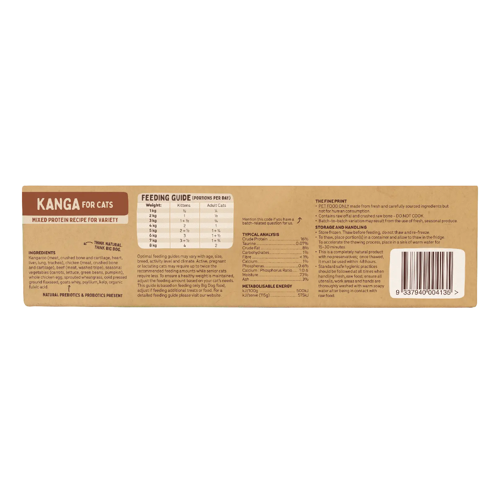 Big Dog Raw Cat Food Kangaroo - Kellyville Pets