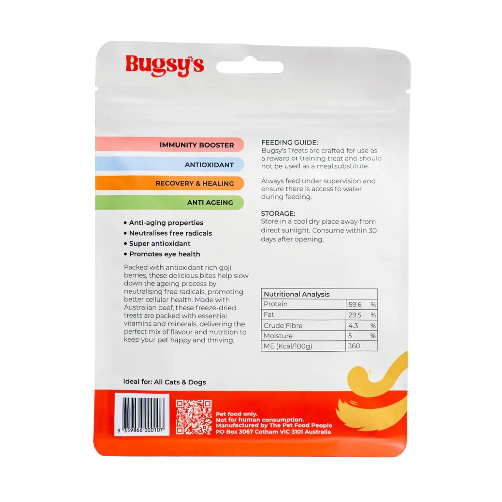 Bugsy's Freeze-Dried Anti Ageing Beef & Gojiberry Dog & Cat Treat