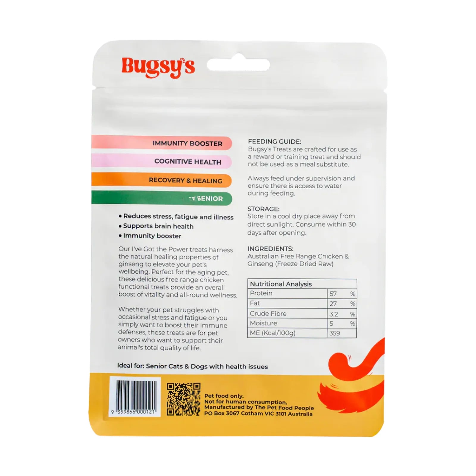 Bugsy's Freeze-Dired Cognitive Health Chicken & Gingseng Dog & Cat Treat