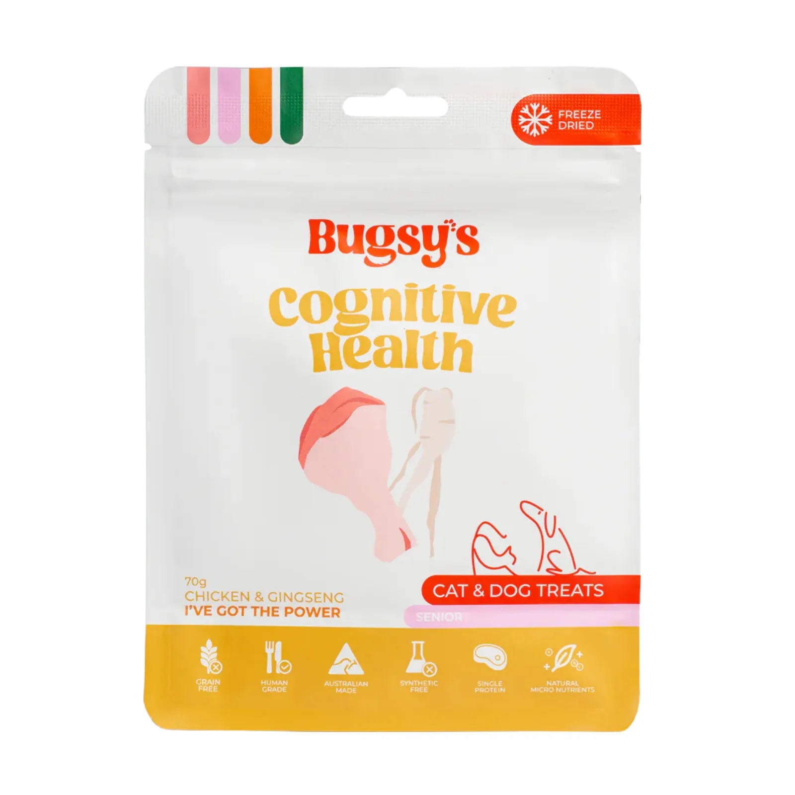 Bugsy's Freeze-Dired Cognitive Health Chicken & Gingseng Dog & Cat Treat