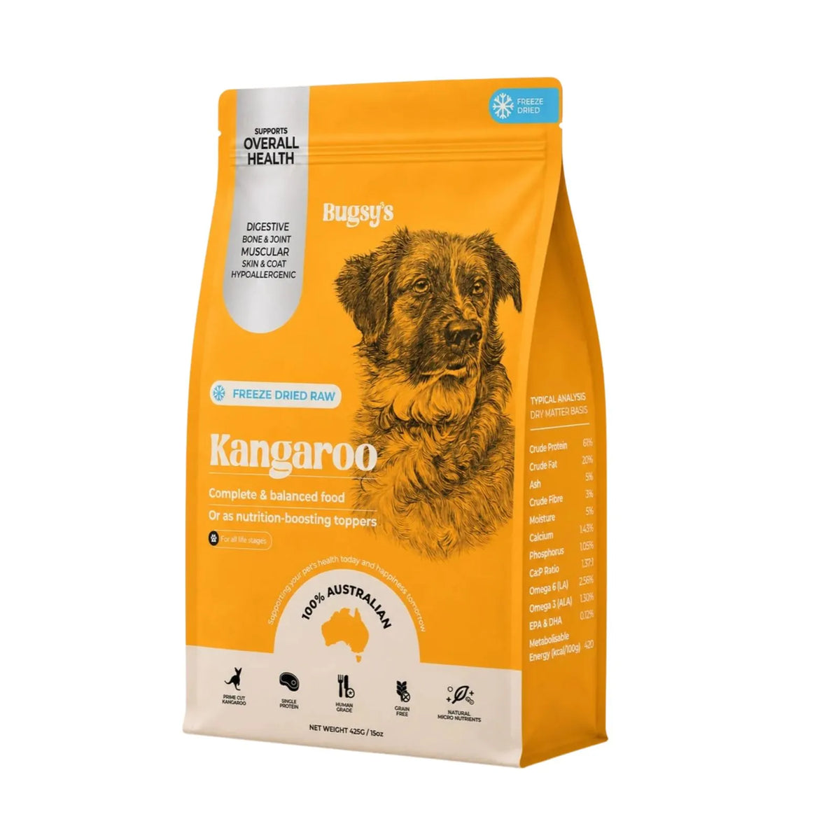 Bugsy's Freeze-Dried Complete & Balanced Diet For Dogs - Kangaroo