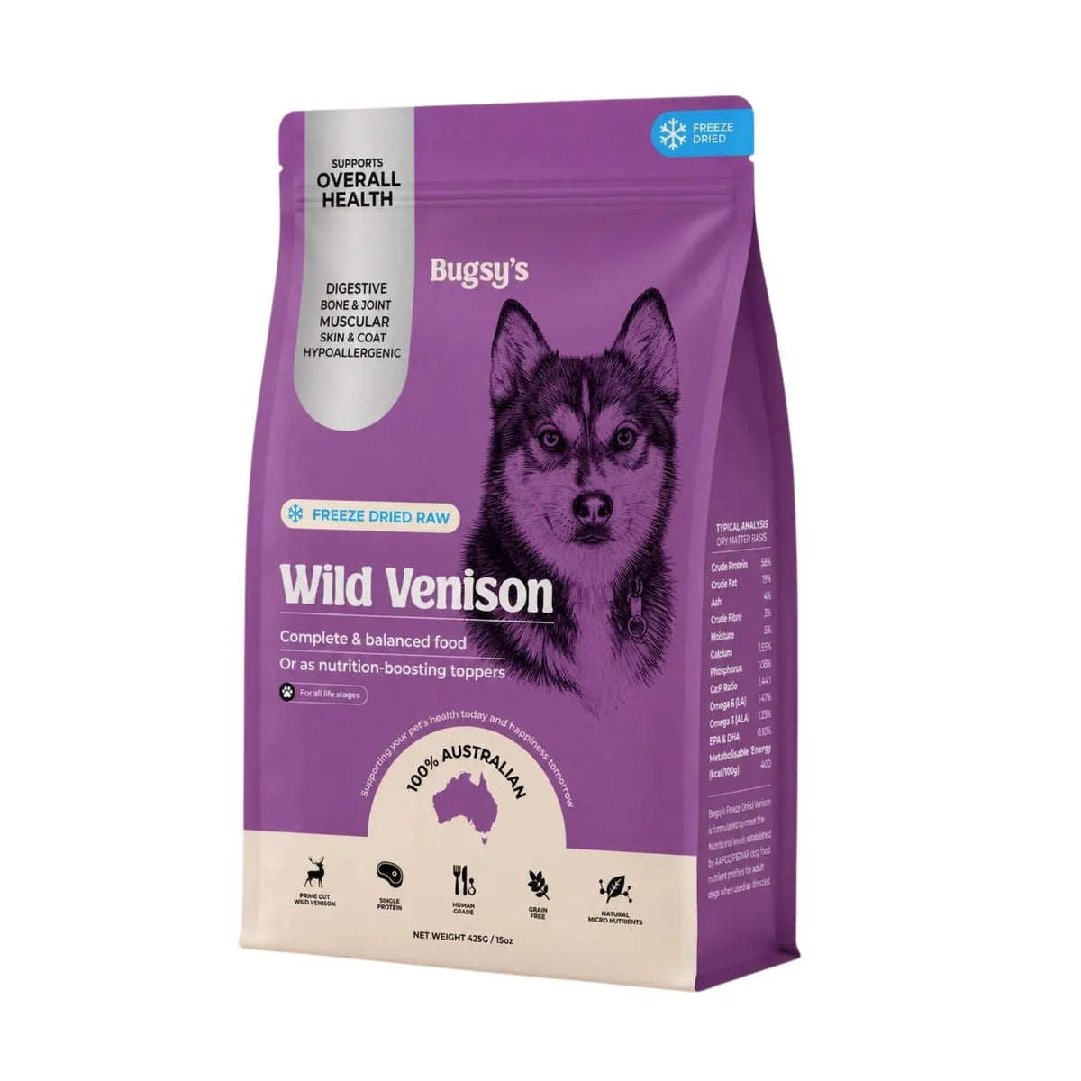 Bugsy's Freeze-Dried Complete & Balanced Diet For Dogs - Venison