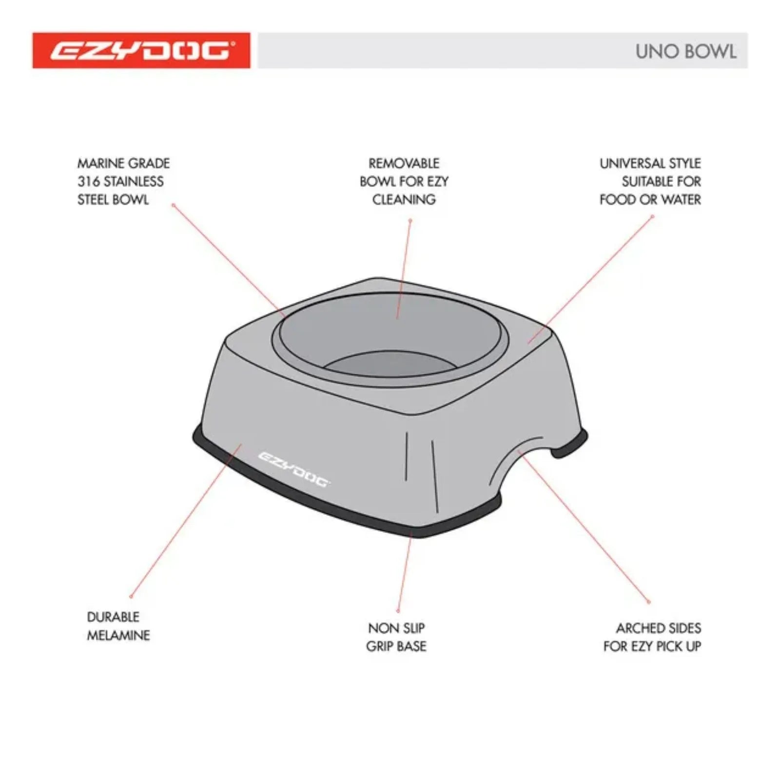 EzyDog Uno Dog Bowl - Bone