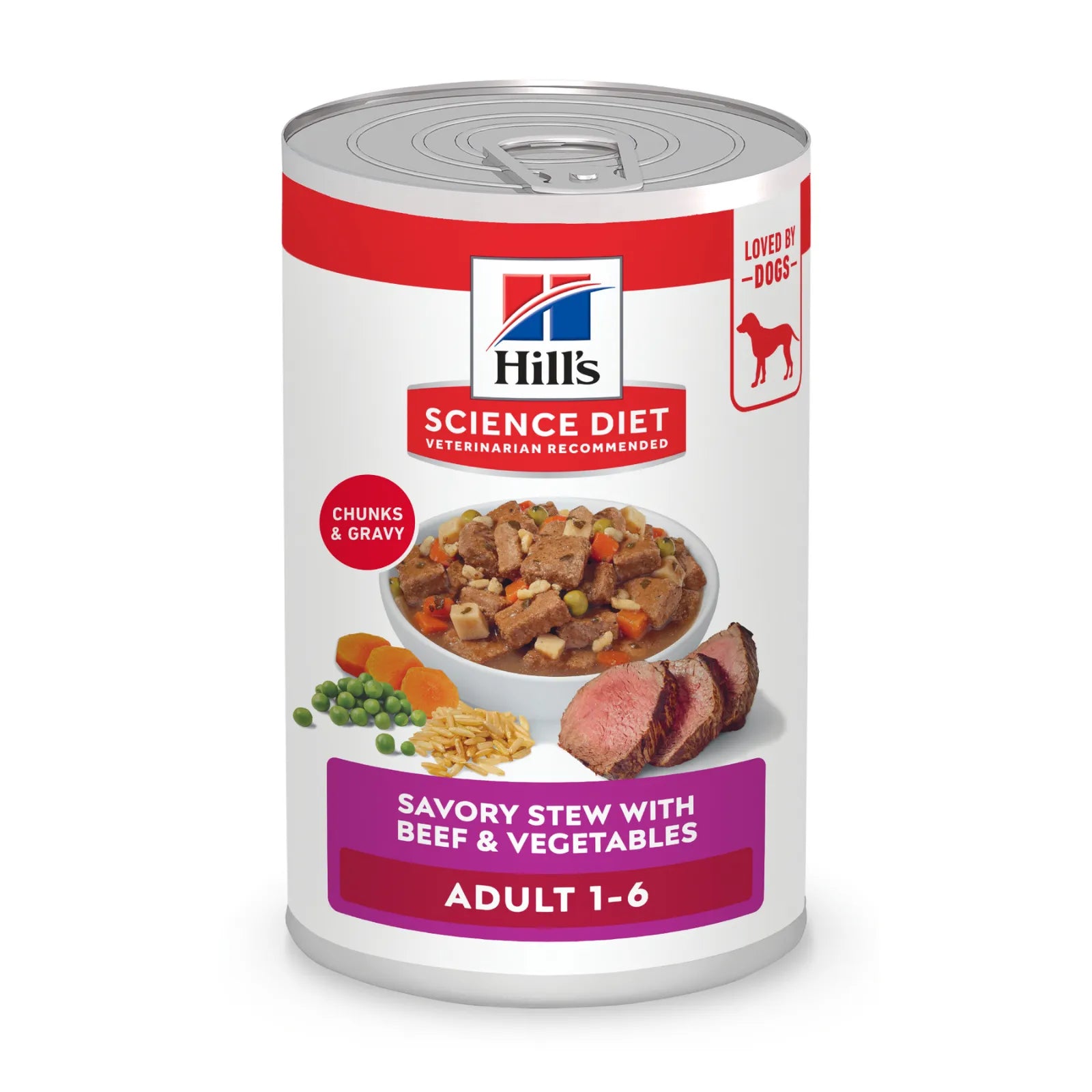 Hill's Science Diet Dog Food Can Adult Savoury Stew Beef & Vegetables - 363g x 12