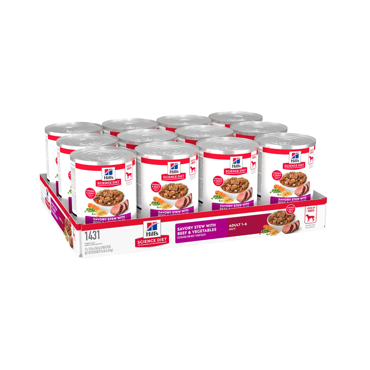 Hill's Science Diet Dog Food Can Adult Savoury Stew Beef & Vegetables - 363g x 12