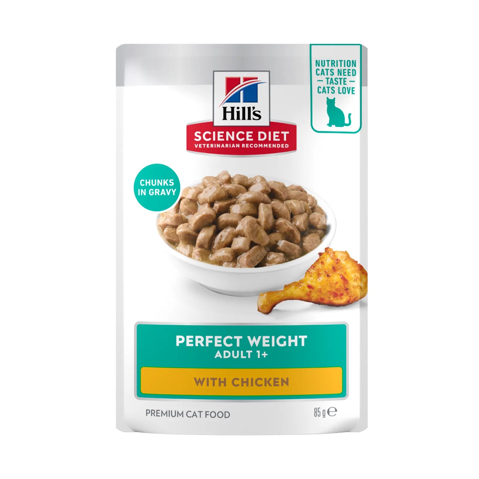 Hill's Science Diet Cat Food Pouch Adult Perfect Weight Chicken - 85g x 12