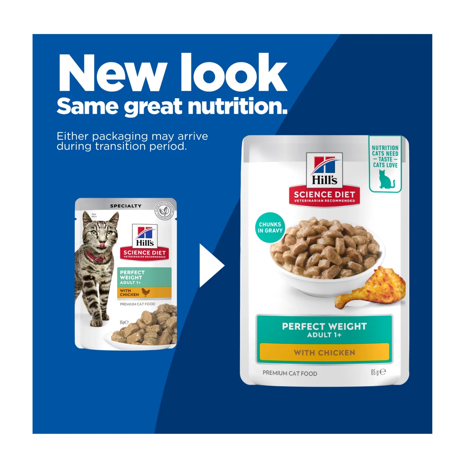 Hill's Science Diet Cat Food Pouch Adult Perfect Weight Chicken - 85g x 12
