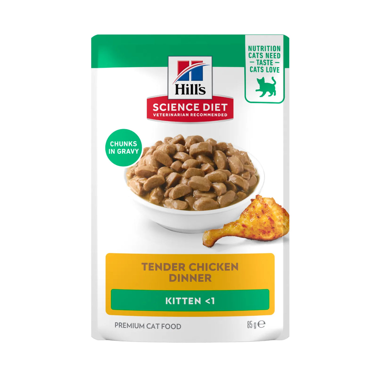 Hill's Science Diet Cat Food Pouch Kitten Tender Chicken Dinner - 85g x 12