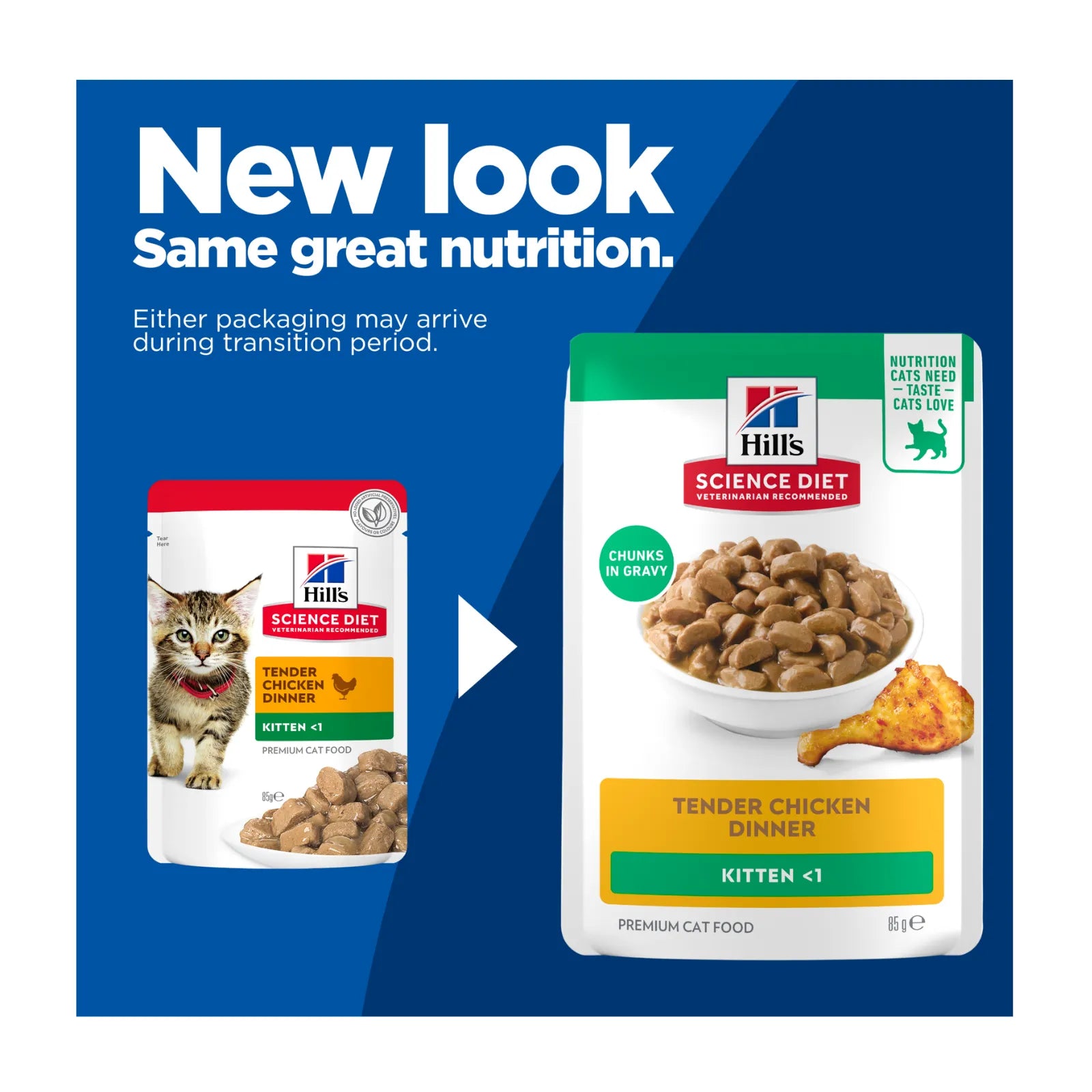 Hill's Science Diet Cat Food Pouch Kitten Tender Chicken Dinner - 85g x 12