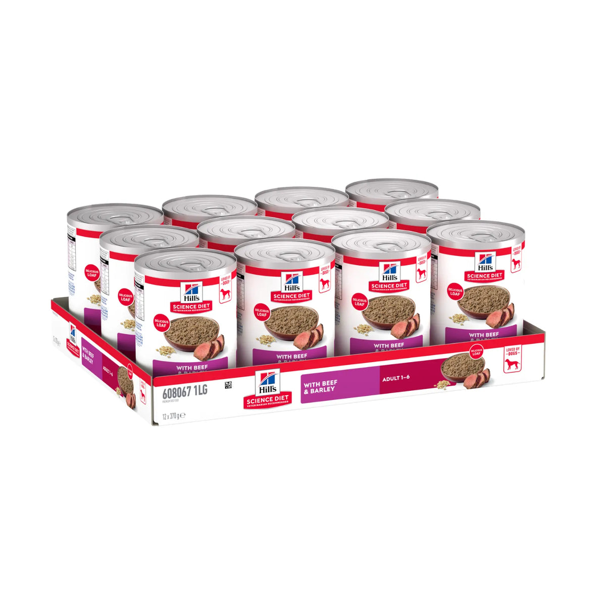 Hill's Science Diet Dog Food Can Adult Beef & Barley Entrée - 370g x 12