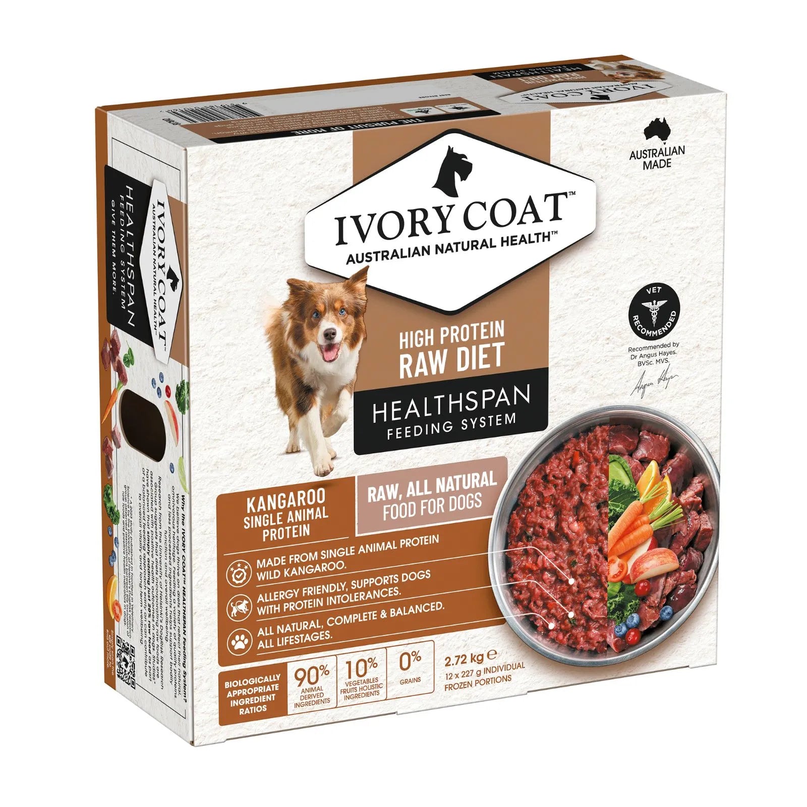 Ivory Coat Kangaroo Raw Frozen Dog Patties - 12 x 227g