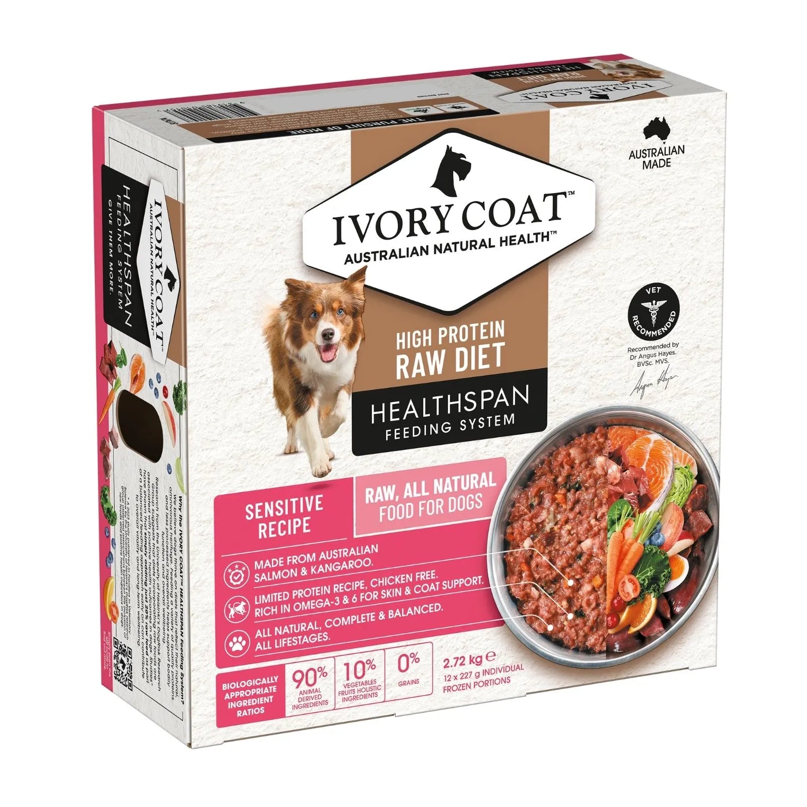 Ivory Coat Sensitive Skin Raw Frozen Dog Patties - 12 x 227g
