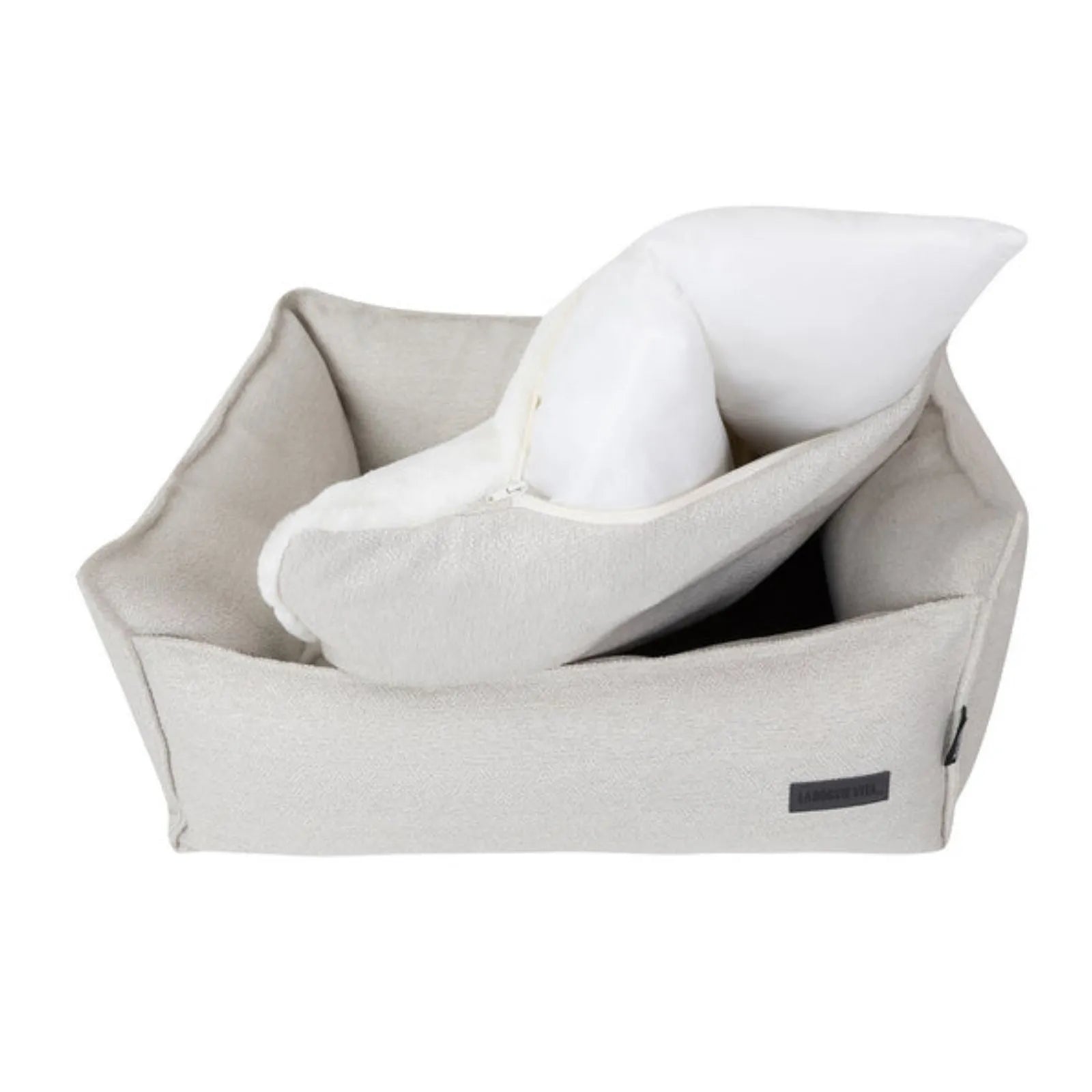 La Doggie Vita High Side Luxe Boucle Stone Dog Bed