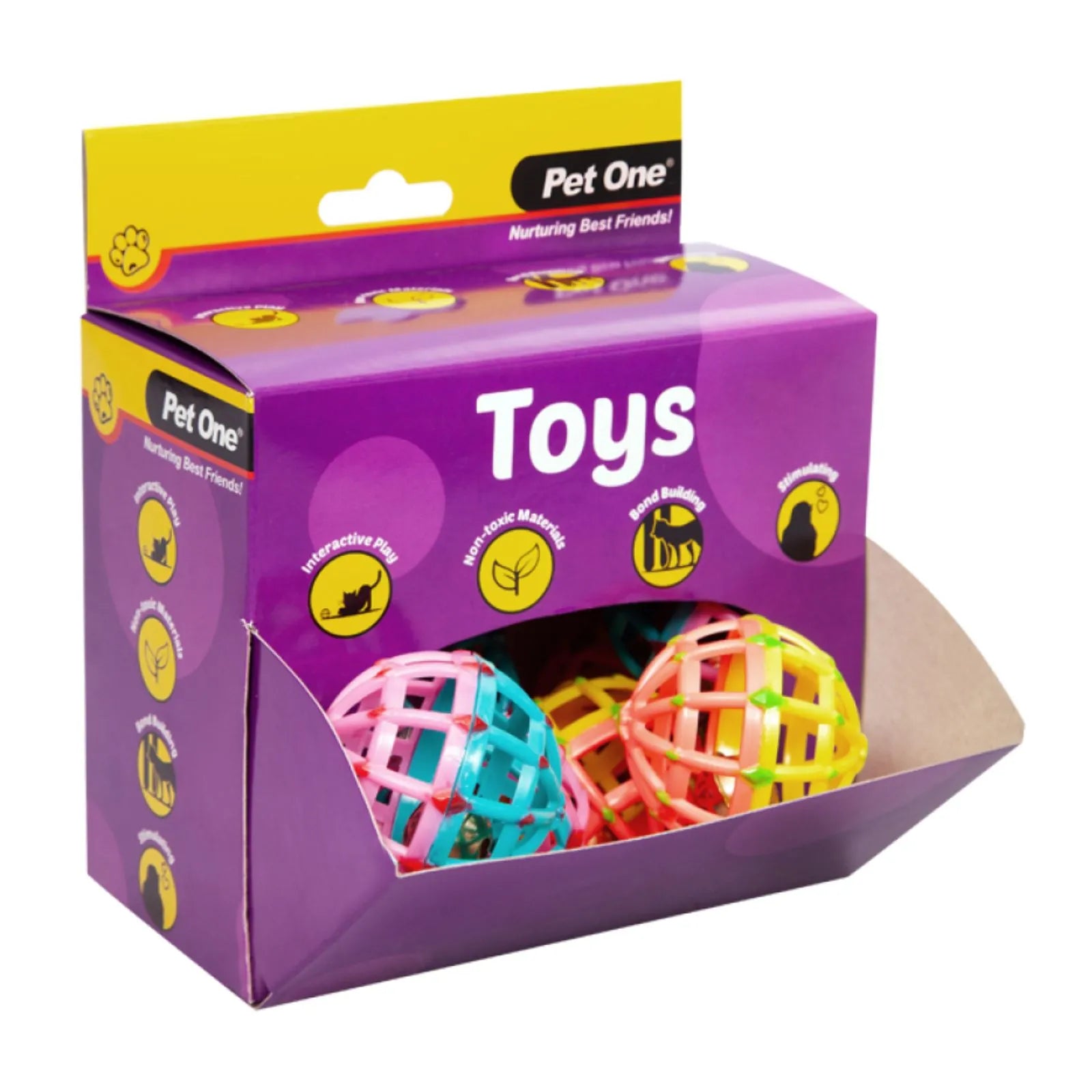 Pet One Lattice Ball Cat Toy Assorted Colours