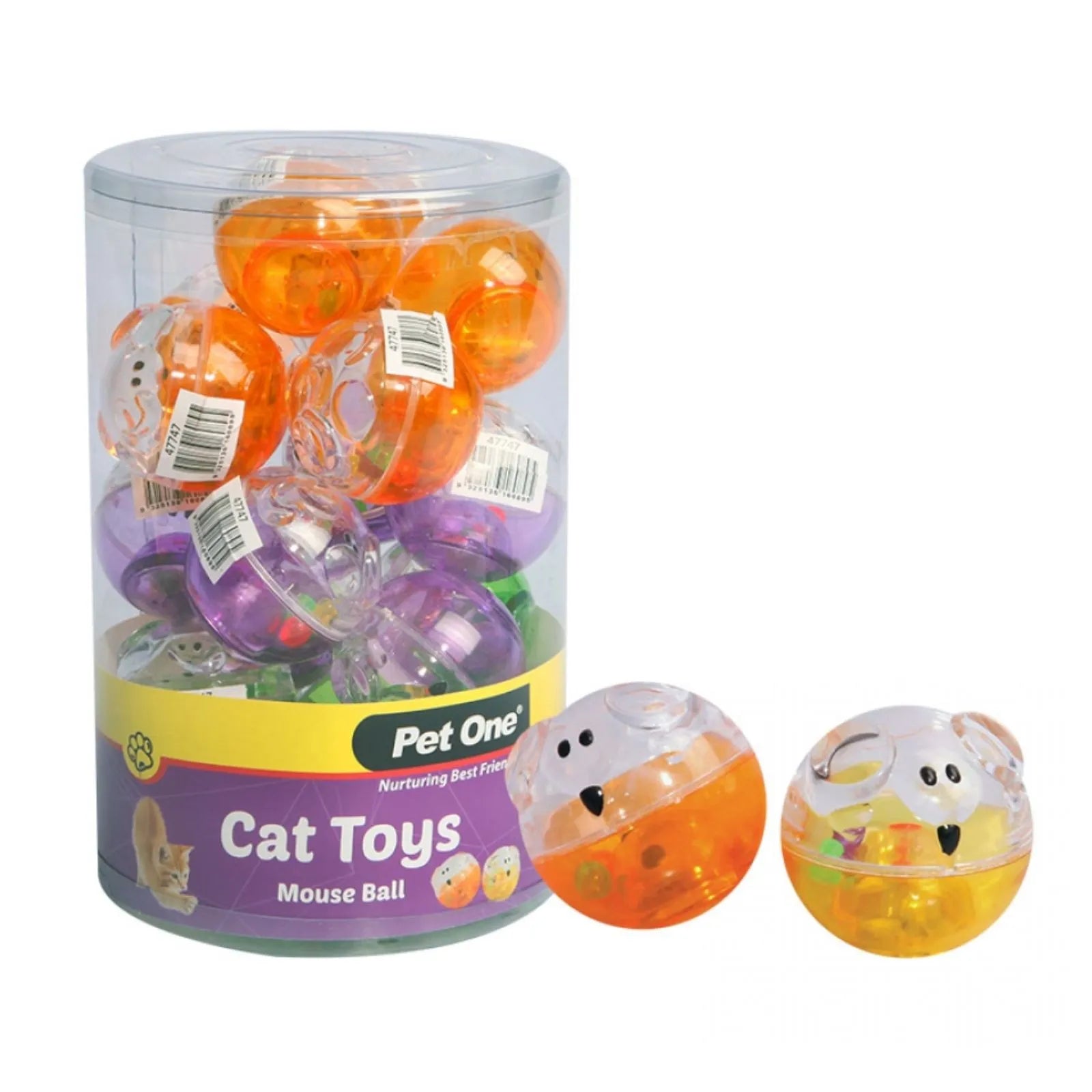 Pet One Mouse Ball Cat Toy Assorted Colours