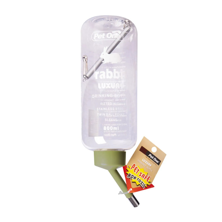 Pet One Jumbo 800mL Water Bottle for Rabbits and Small Animals with green nozzle