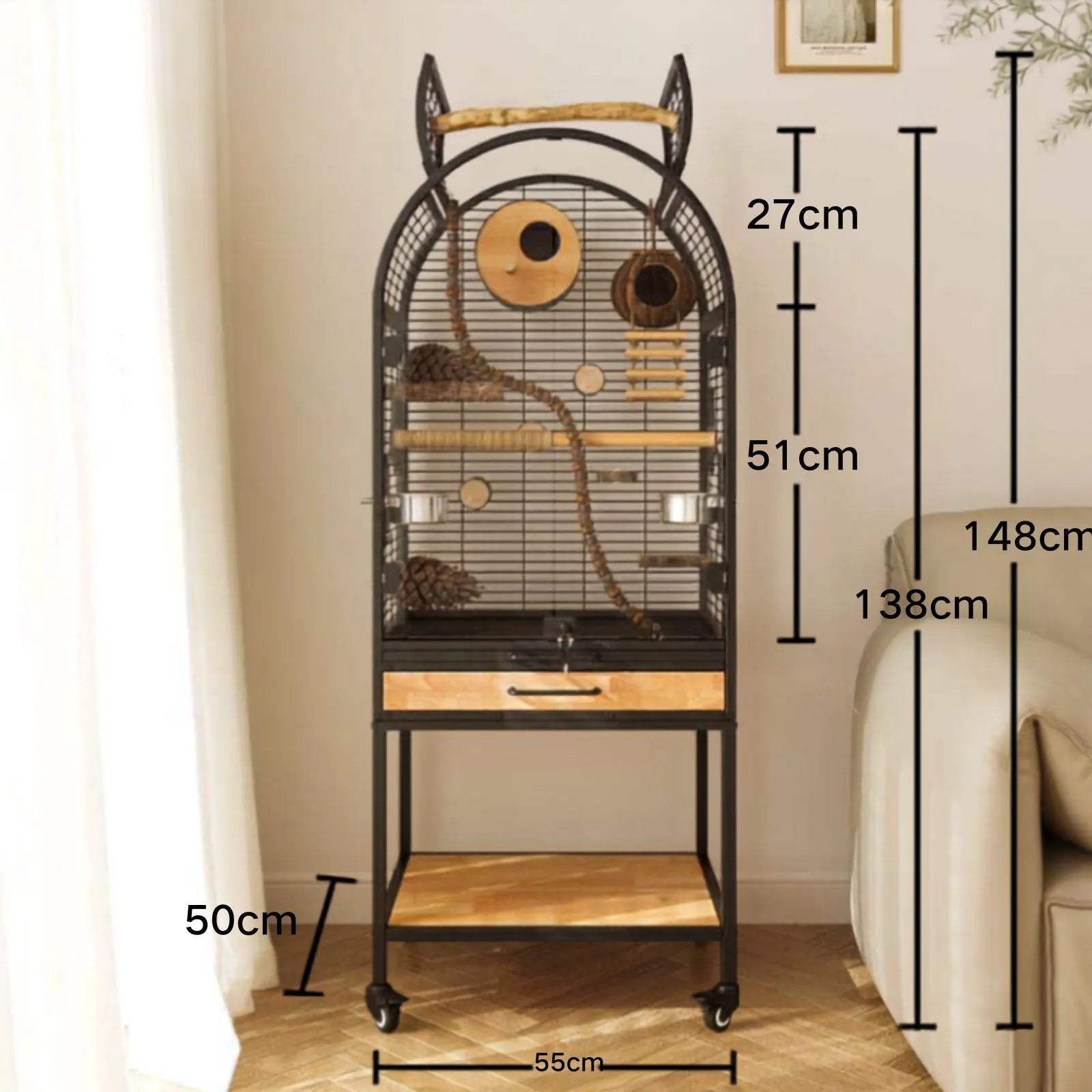 Petoria Aerie - Bird Enclosure with Shelf Storage
