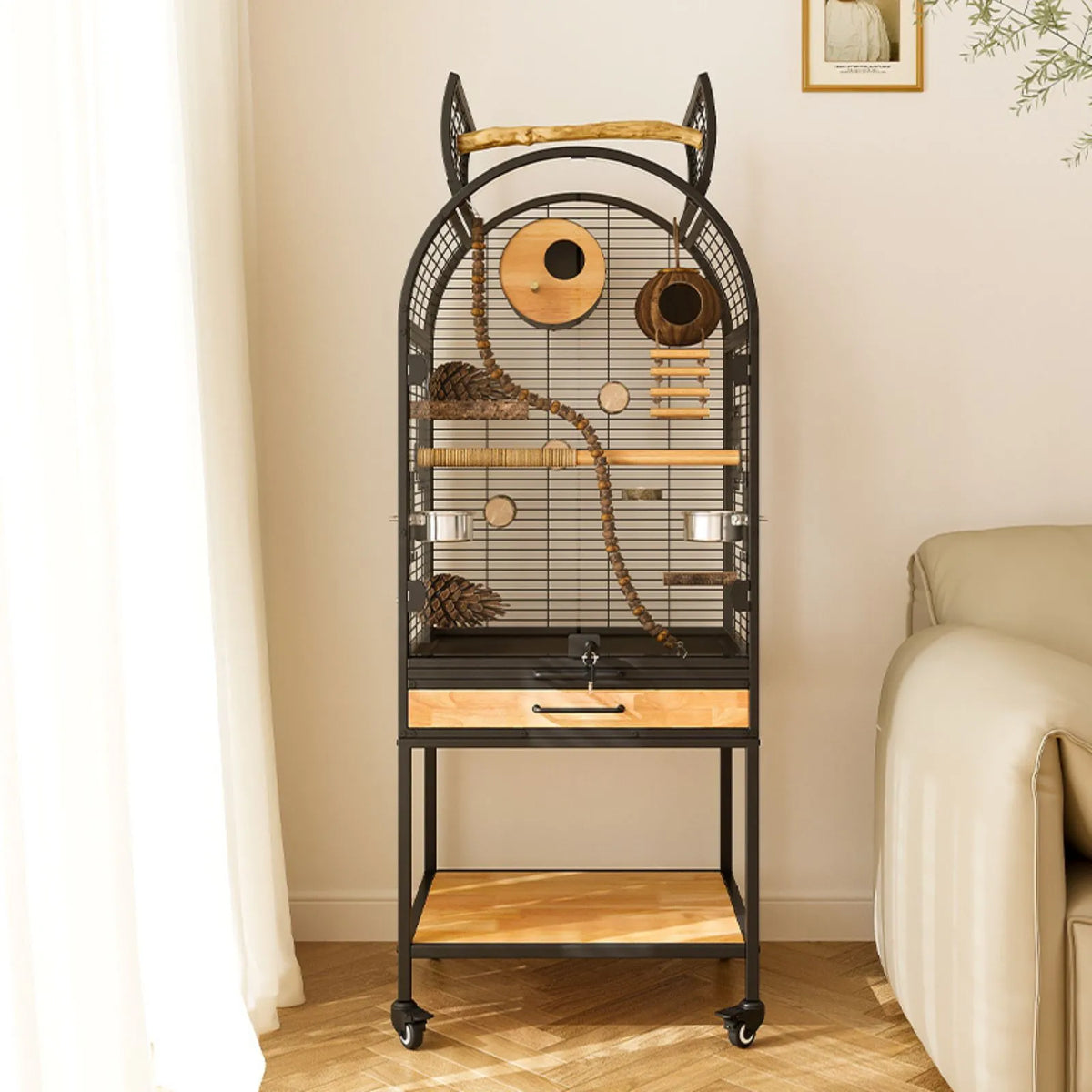 Petoria Aerie - Bird Enclosure with Shelf Storage