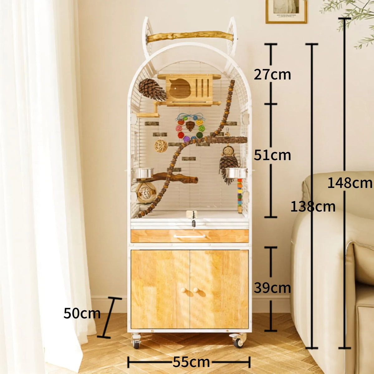 Petoria Alcove - Bird Enclosure With Cabinet Storage