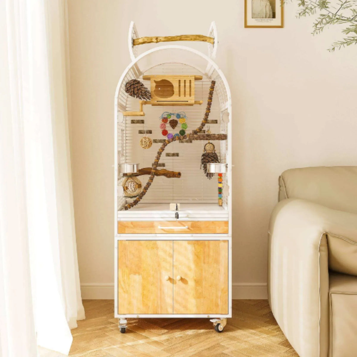 Petoria Alcove - Bird Enclosure With Cabinet Storage
