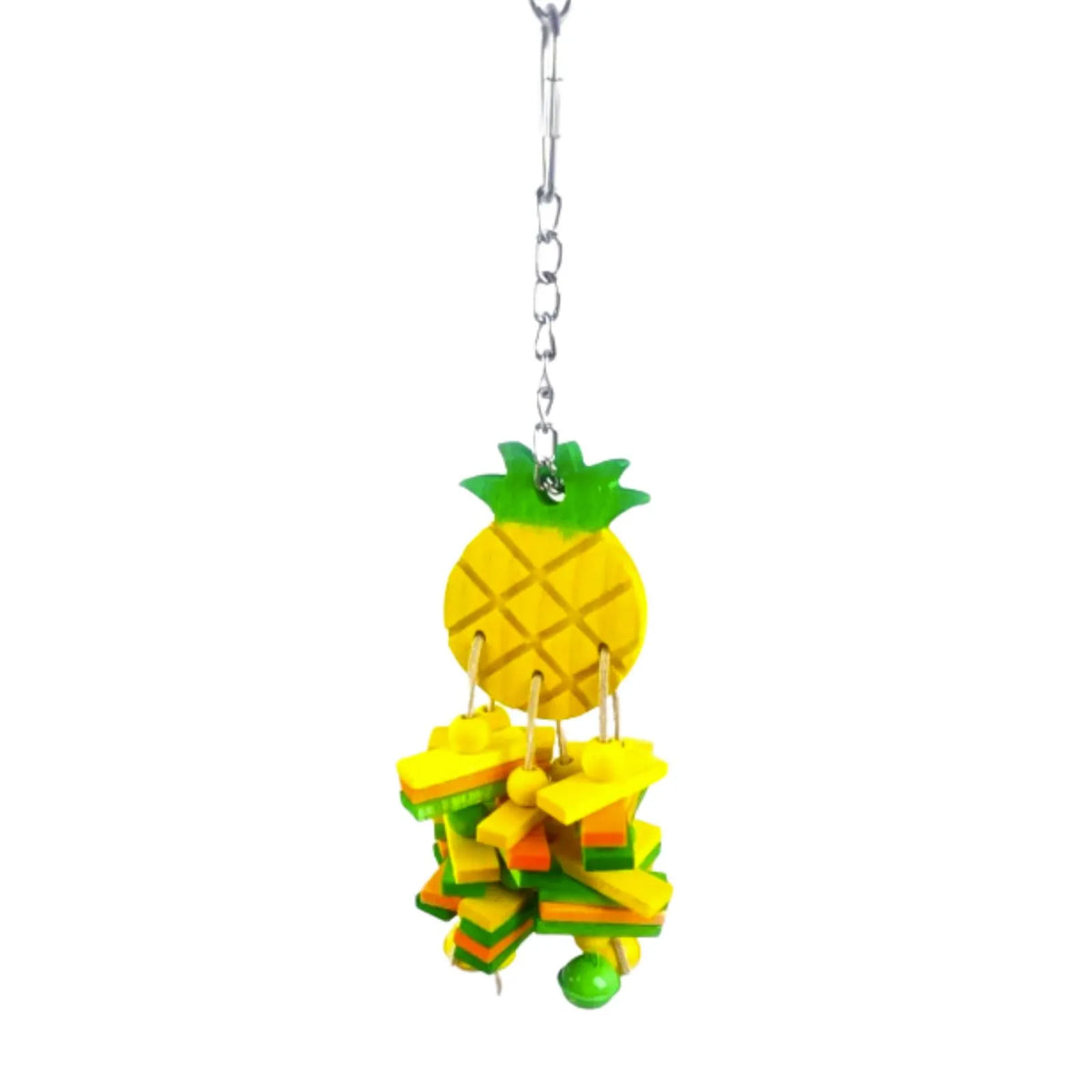 Petoria Pineapple Twist Bird Chew Toy with colourful clustered wooden pieces