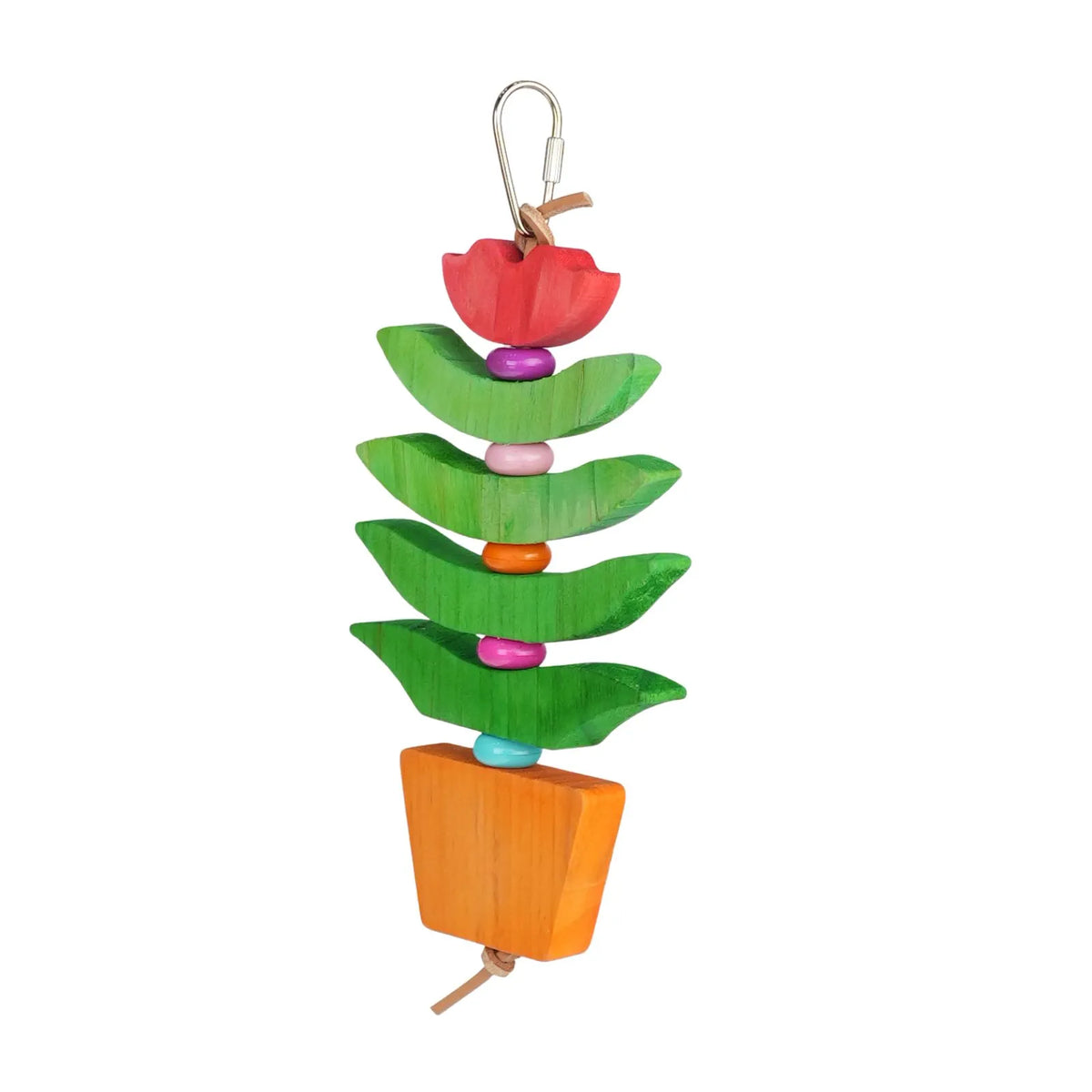 Petoria Rosy Posy Stacked Bird Chew Toy in a colourful flowerpot design