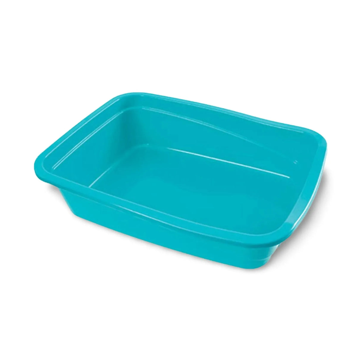 A bright turquoise PooWee Cat Litter Tray