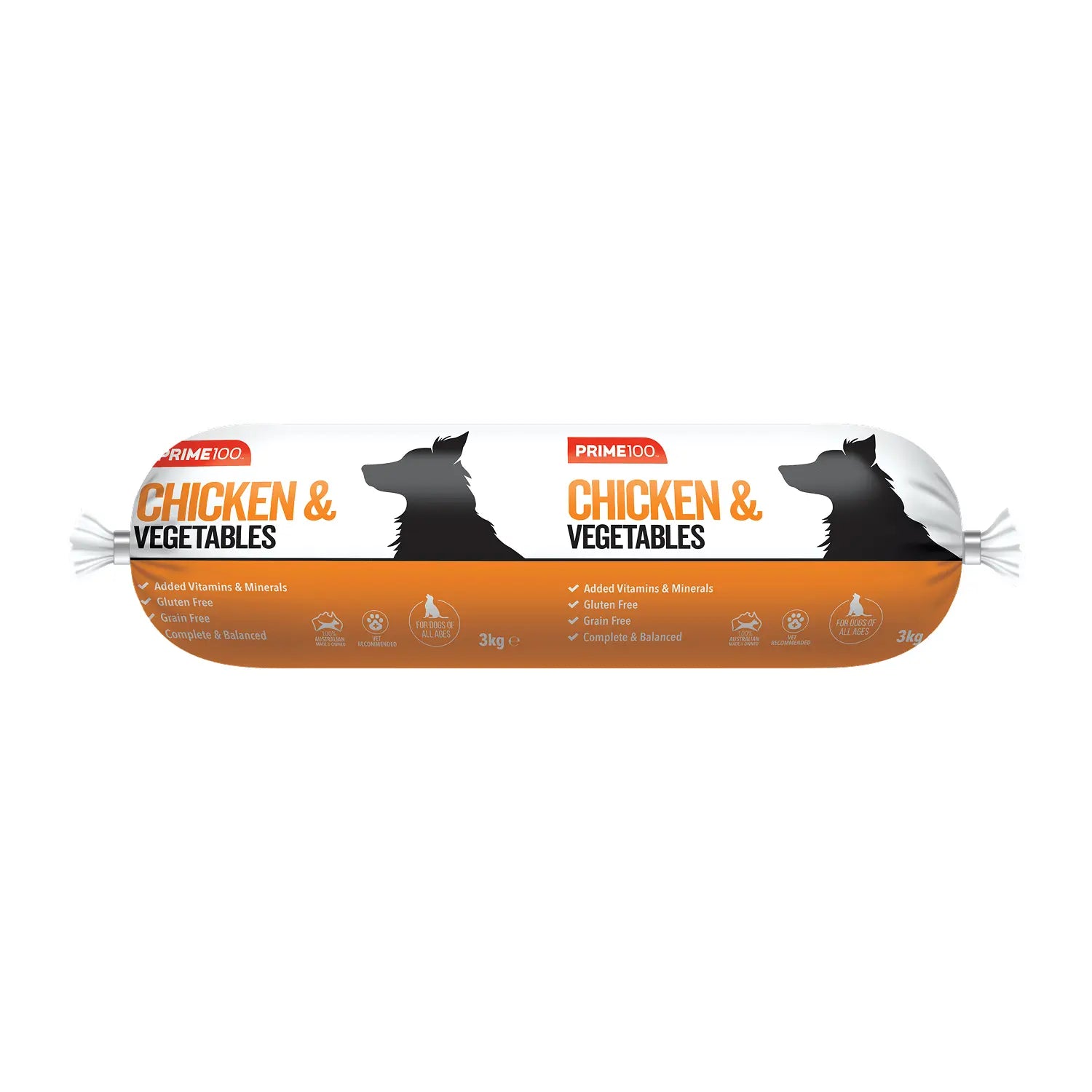 Prime100 Dog Food Roll Chicken & Vegetables - Kellyville Pets